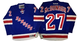Ryan McDonagh NY Rangers Reebok Center Ice Collection Size 54 Jersey
